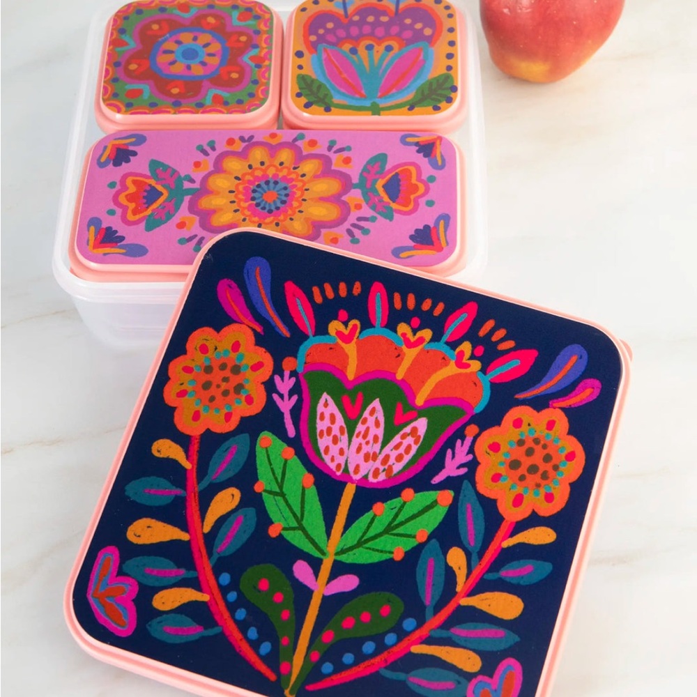 NATURAL LIFE Floral Lunch Nesting Storage Containers for Food or Crafts
